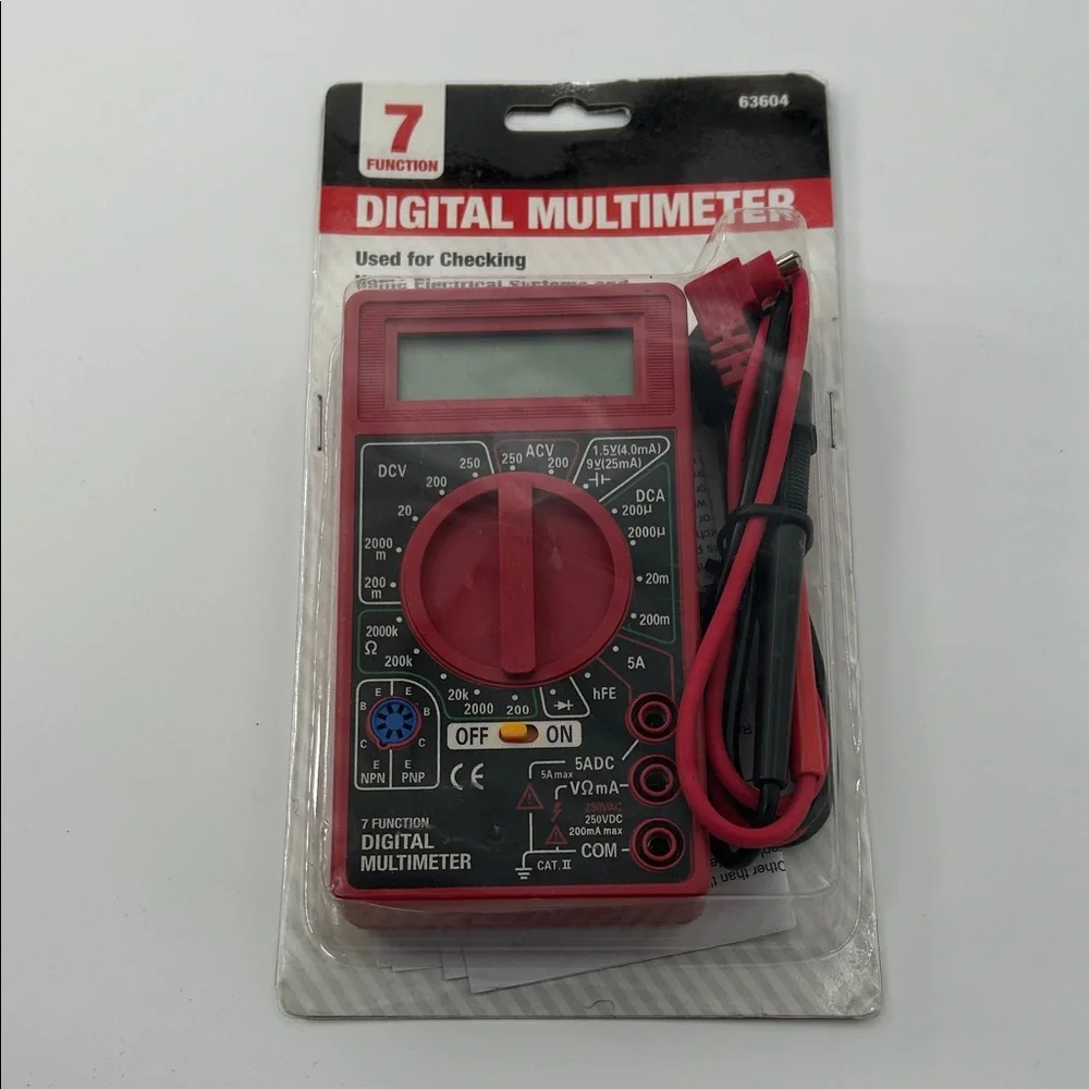 Digital Multimeter in Red with Black Accents